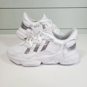 Adidas Ozweego White Silver Sequins Casual Running Sneakers Size Women 6.5